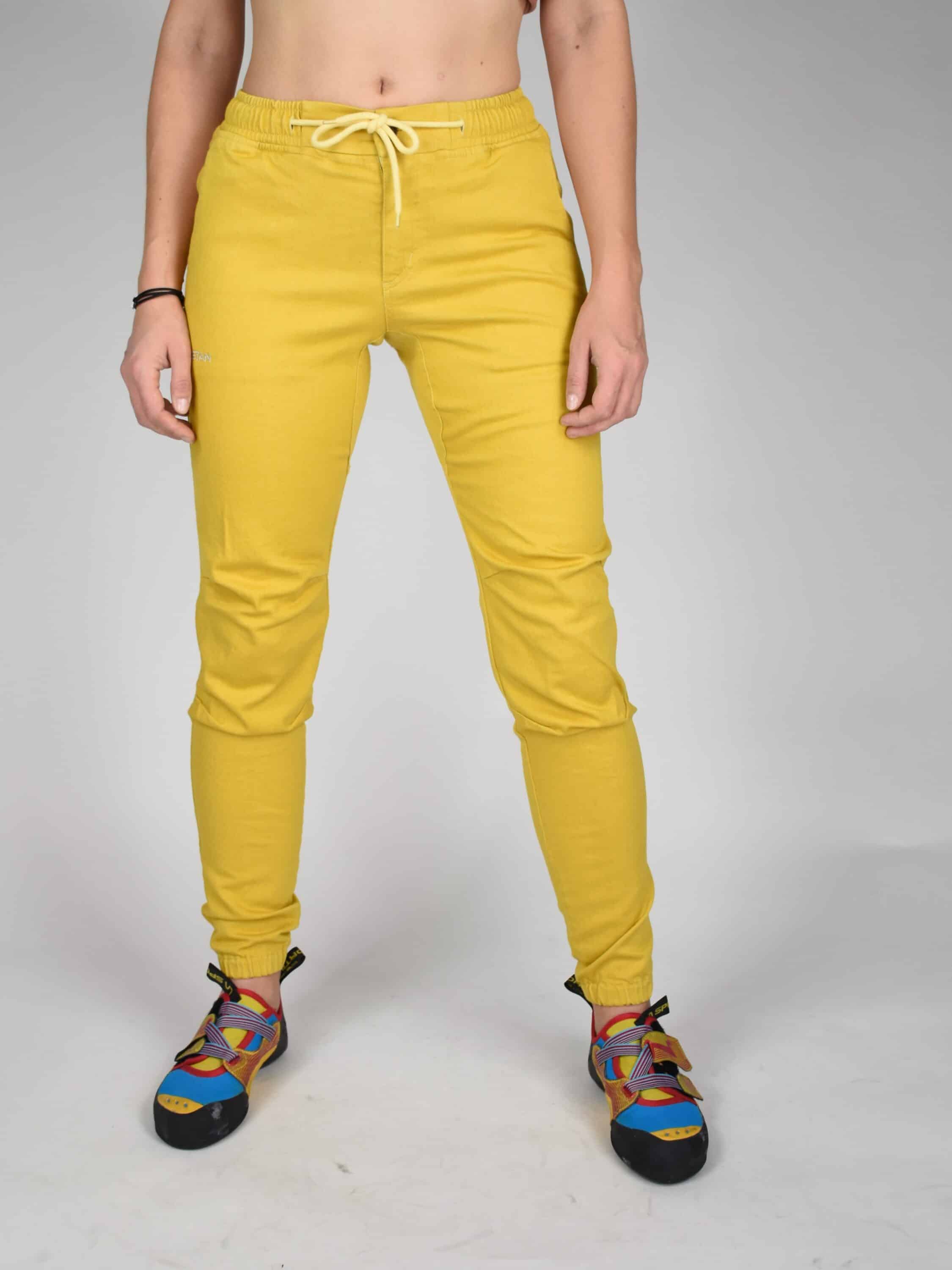 Spodnie wspinaczkowe damskie żółte kogel mogel Hastan odzież wspinaczkowa