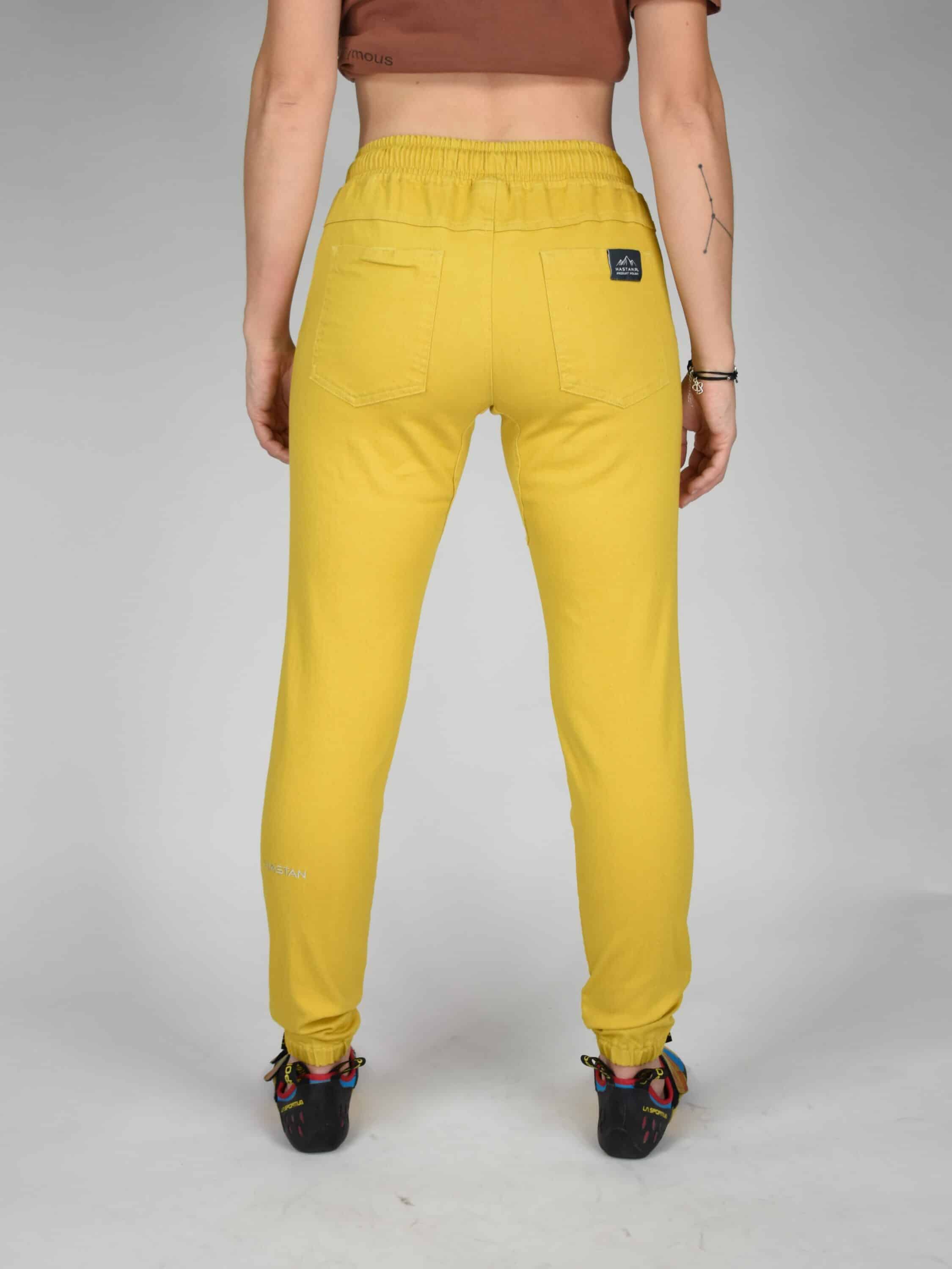 Spodnie wspinaczkowe damskie żółte kogel mogel Hastan odzież wspinaczkowa